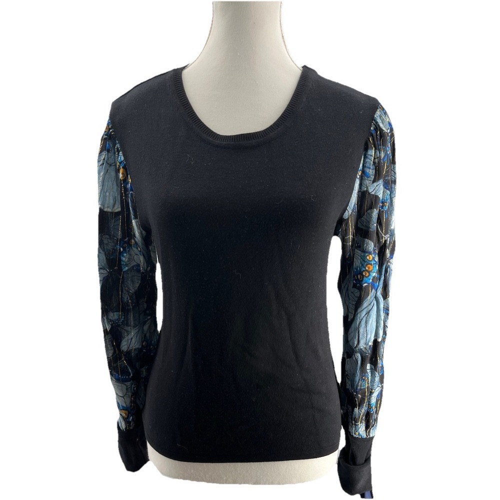 NWT Bl-nk London Anthropologie Butterfly Puff Sleeve Sweater MEDIUM petite MP